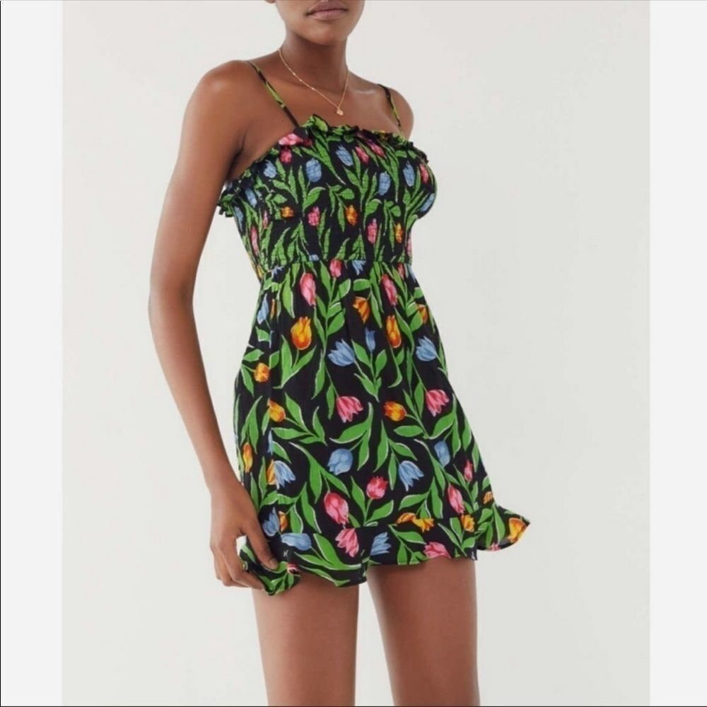 Urban Outfitters Green Floral Smock Mini dress - Picture 6 of 6